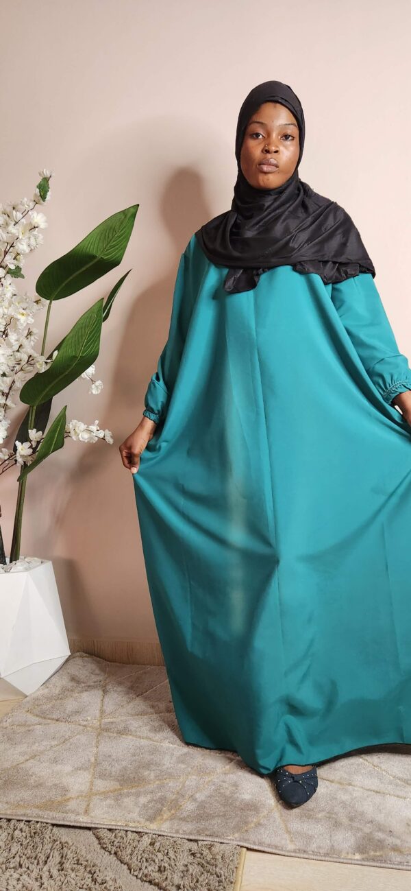 Ibadah Blue Abaya and Black Jersey Scarf - Image 2