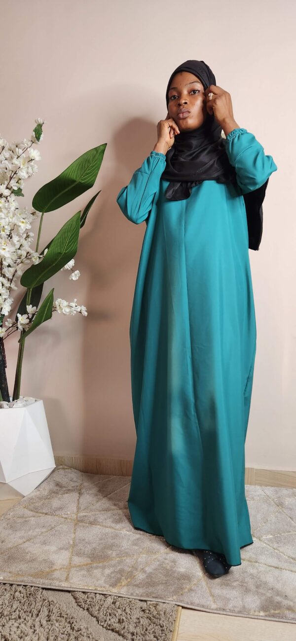 Ibadah Blue Abaya and Black Jersey Scarf - Image 5