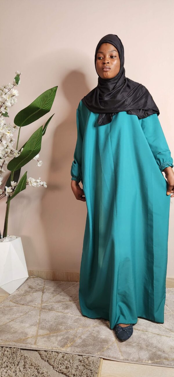 Ibadah Blue Abaya and Black Jersey Scarf - Image 4